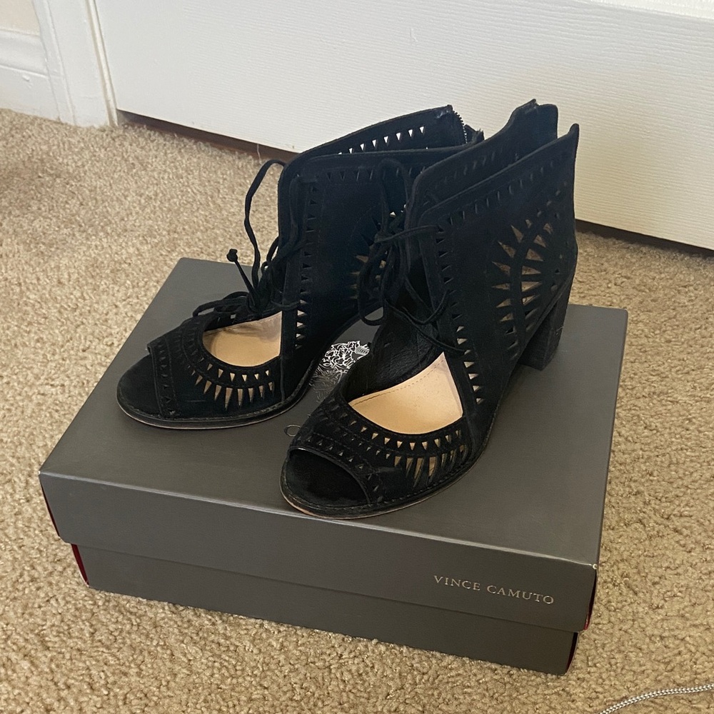 Vince Camuto Black Lace-Up Heels